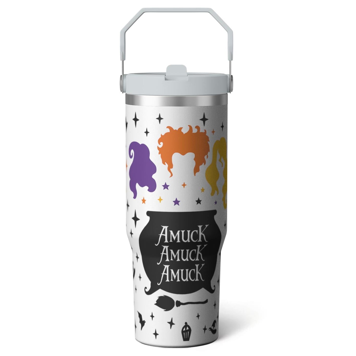 Frostbuddy™ 1pc Halloween Bat 30oz Tumbler with Straw & Handle - Insulated - Reusable Stainless Steel Cup