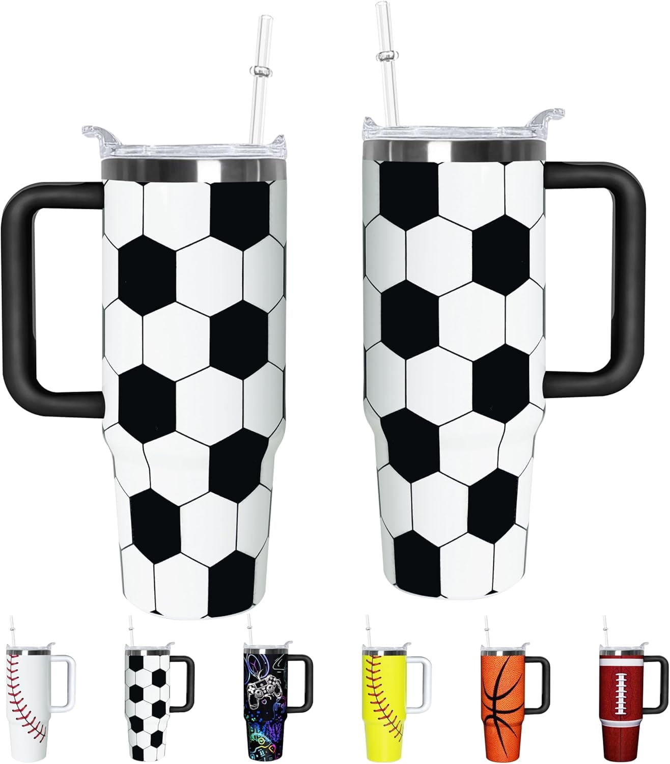 Frostbuddy™ Football Lover Gift 30 oz Flip Straw Tumbler with Top Handle - Insulated Travel Tumbler Cup