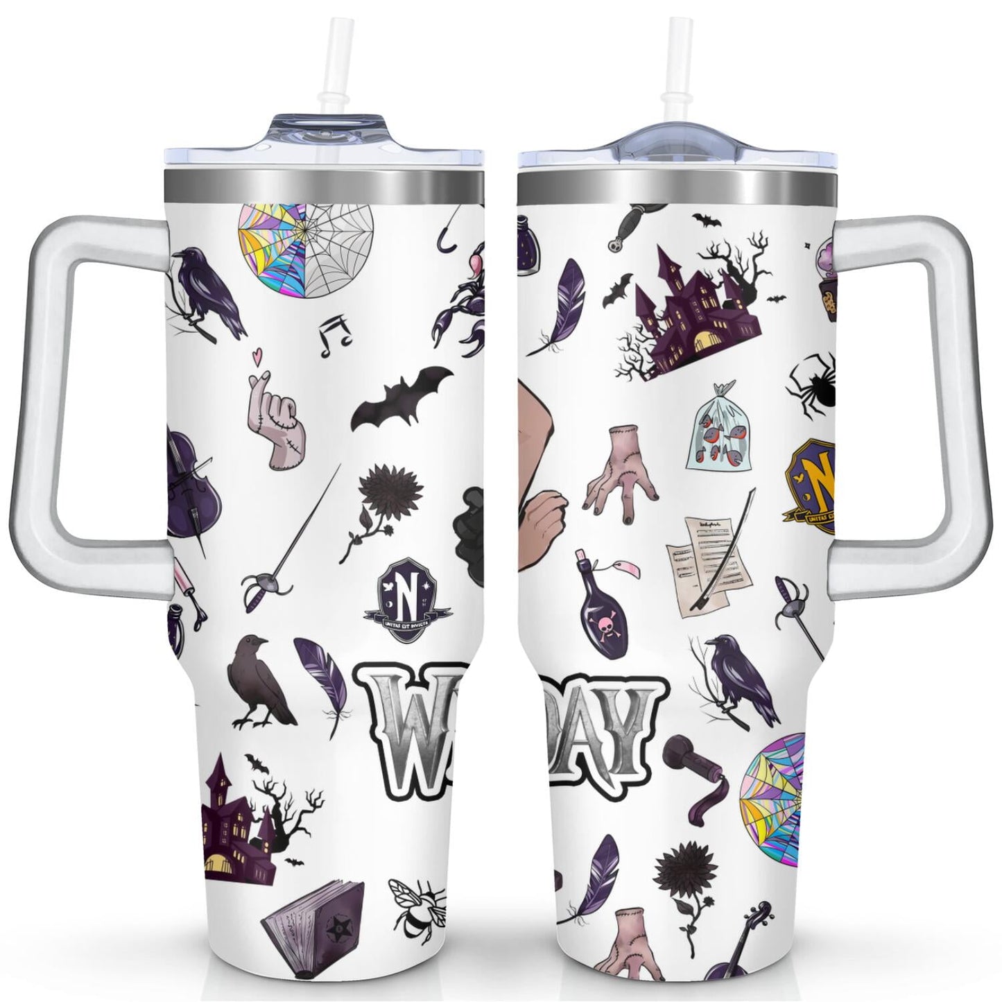 Frostbuddy™ 40oz Wednesday Girl Stainless Steel Tumbler with Lid and Straw,Wednesday Stuff - Reusable Stainless Steel Cup