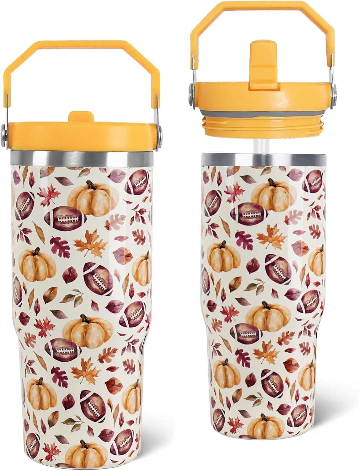 Frostbuddy™ 30 Oz Blue Bow Tumbler with Handle and Straw, Insulated Stainless - Insulated Travel Coffee Mug