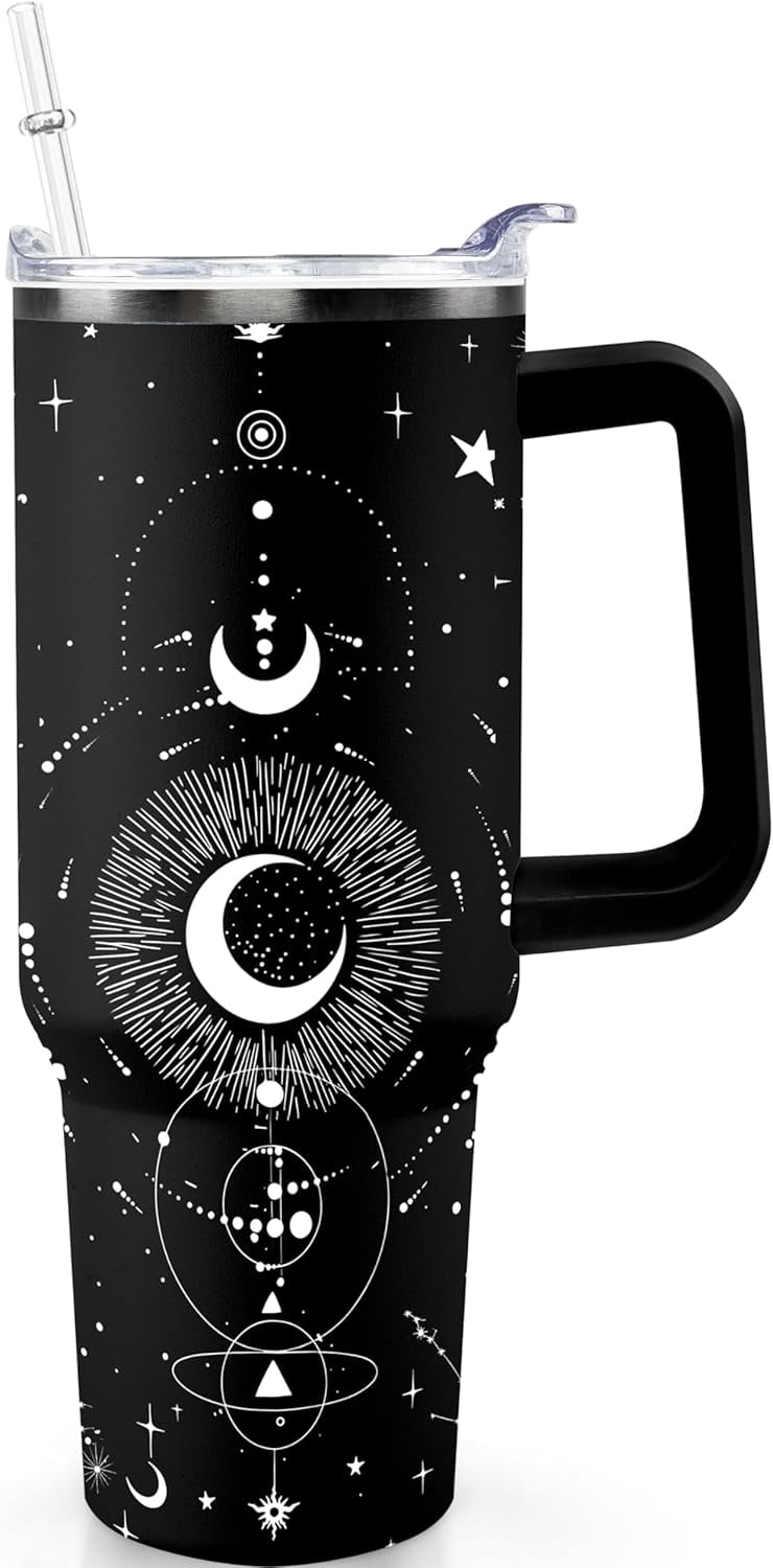 Frostbuddy™ 40oz Goth Gothic Tumbler with Handle and Straw, Stainless Steel Vacuum - Insulated Travel Tumbler Cup