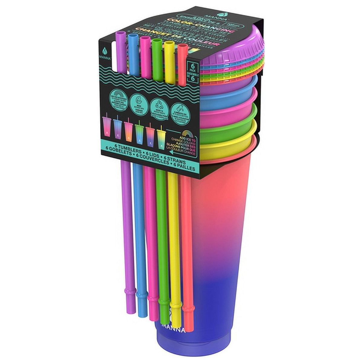 Manna 24 oz. Color Changing Tumbler Lid and Straw Assorted