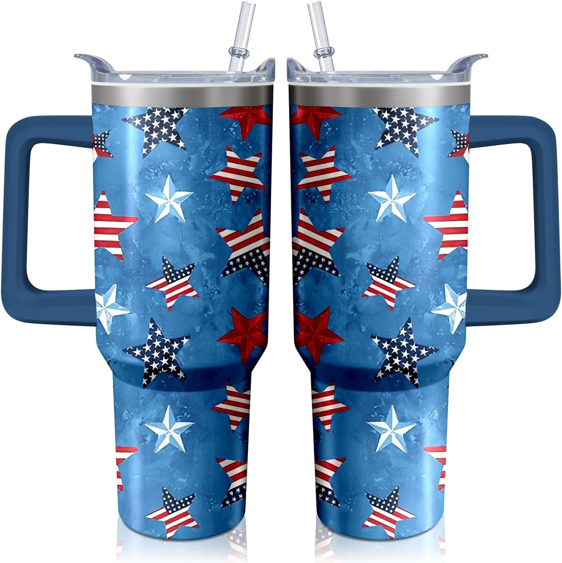 Frostbuddy™ 40oz American Flag 4th of july Tumbler With Handle and Straw - Insulated Travel Tumbler Cup