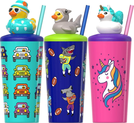 Frostbuddy™ COOL GEAR Pop Topper Kids Tumbler with Straw, Mix-and-Match Character Topper - Reusable Stainless Steel Cup