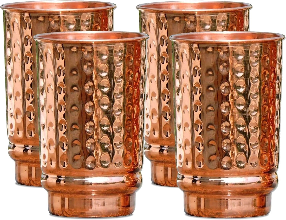 Frostbuddy™ Pure Copper Hammered Tumblers Set of 4 | 350ml (11.8oz) - Insulated Travel Tumbler Cup