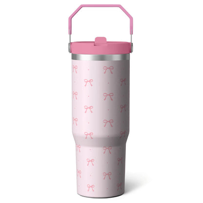 Frostbuddy™ 1pc Pink Leopard Print 30oz Tumbler with Straw & Handle - Reusable Stainless Steel Cup