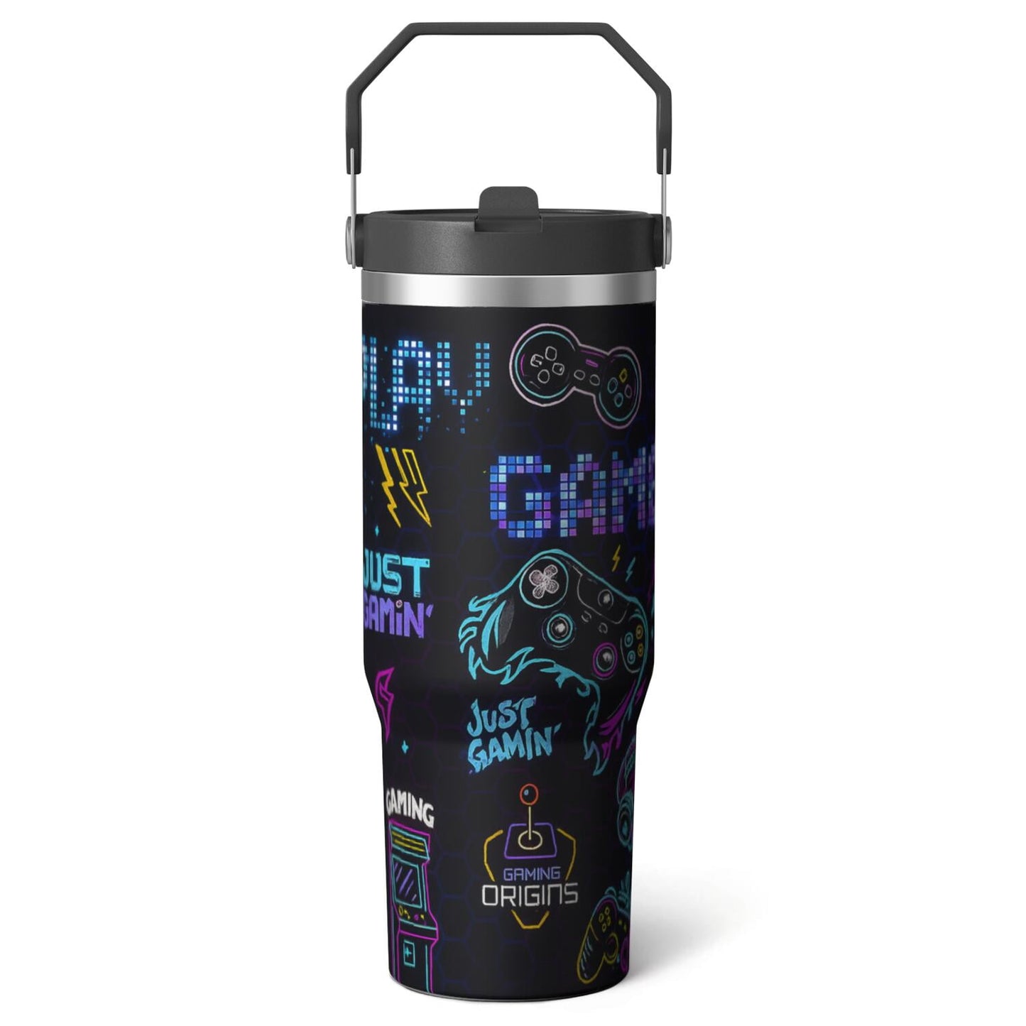 Frostbuddy™ 1pc Halloween Skull 30oz Tumbler with Straw & Handle - Insulated - Reusable Stainless Steel Cup