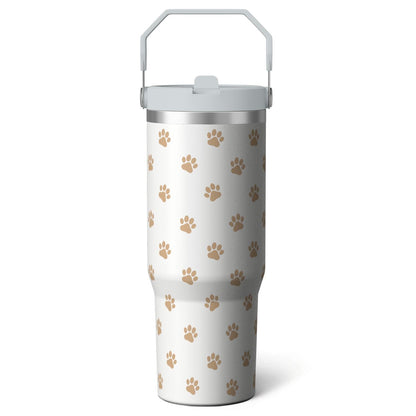 Frostbuddy™ 1pc Black and white grid 30oz Tumbler with Straw & Handle - Reusable Stainless Steel Cup