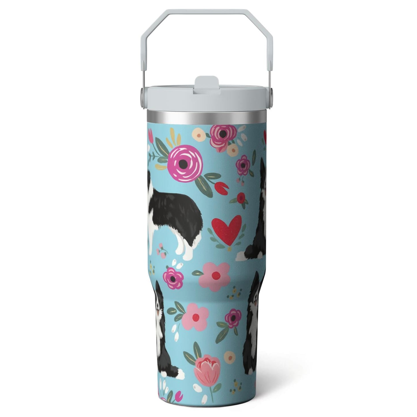 Frostbuddy™ 1pc shark 30oz Tumbler with Straw & Handle - Insulated Stainless - Reusable Stainless Steel Cup