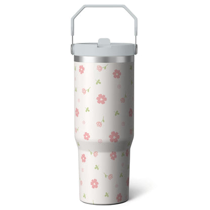 Frostbuddy™ 1pc Blue bow 30oz Tumbler with Straw & Handle - Insulated - Reusable Stainless Steel Cup