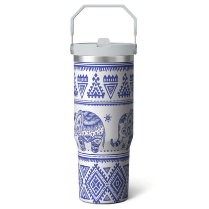 Frostbuddy™ 1pc Hummingbird 30oz Tumbler with Straw & Handle - Insulated Stainless - Reusable Stainless Steel Cup
