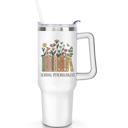 Frostbuddy™ 1pc daisy 40oz Tumbler with Straw & Handle - Insulated Stainless - Reusable Stainless Steel Cup