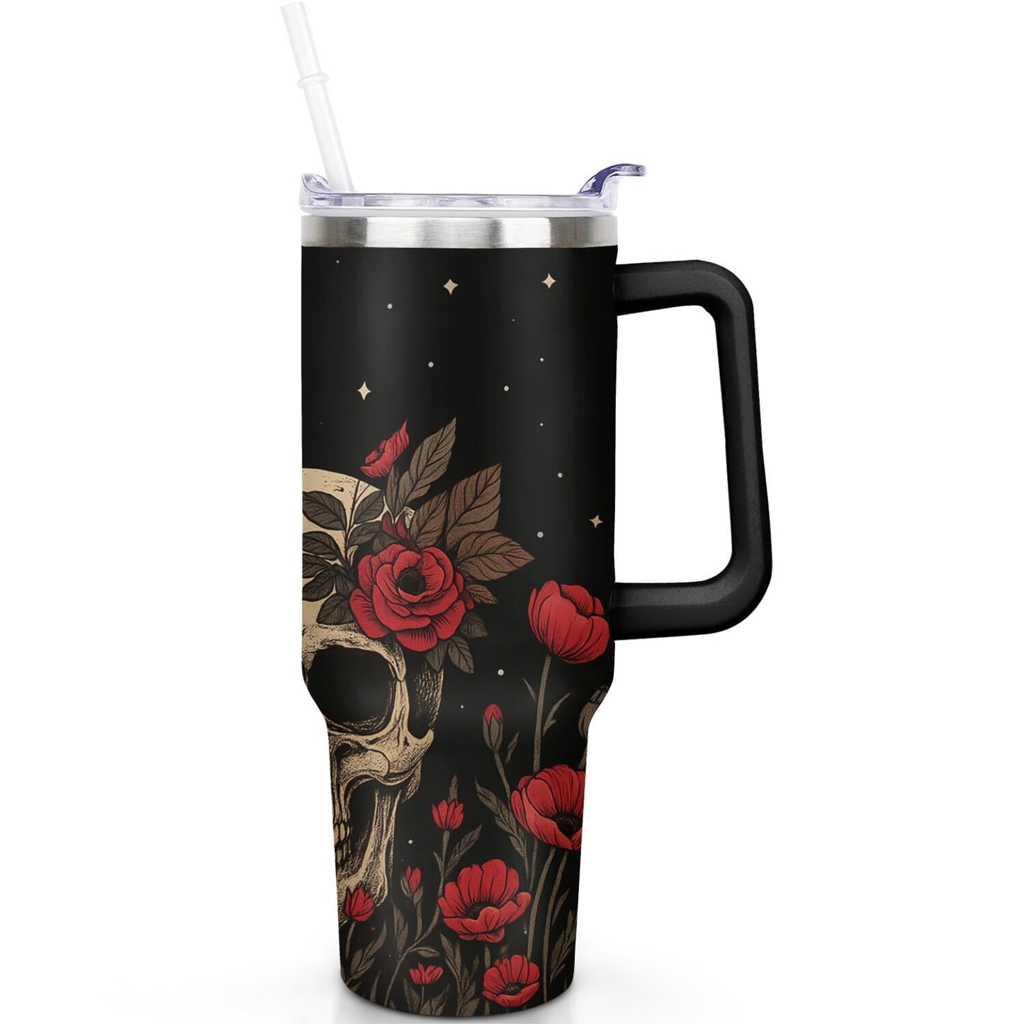 Frostbuddy™ 1pc Sunflower 40oz Tumbler with Straw & Handle - Insulated Stainless - Reusable Stainless Steel Cup
