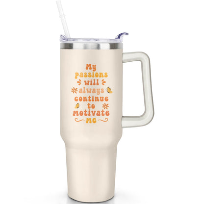 Frostbuddy™ 1pc daisy 40oz Tumbler with Straw & Handle - Insulated Stainless - Reusable Stainless Steel Cup