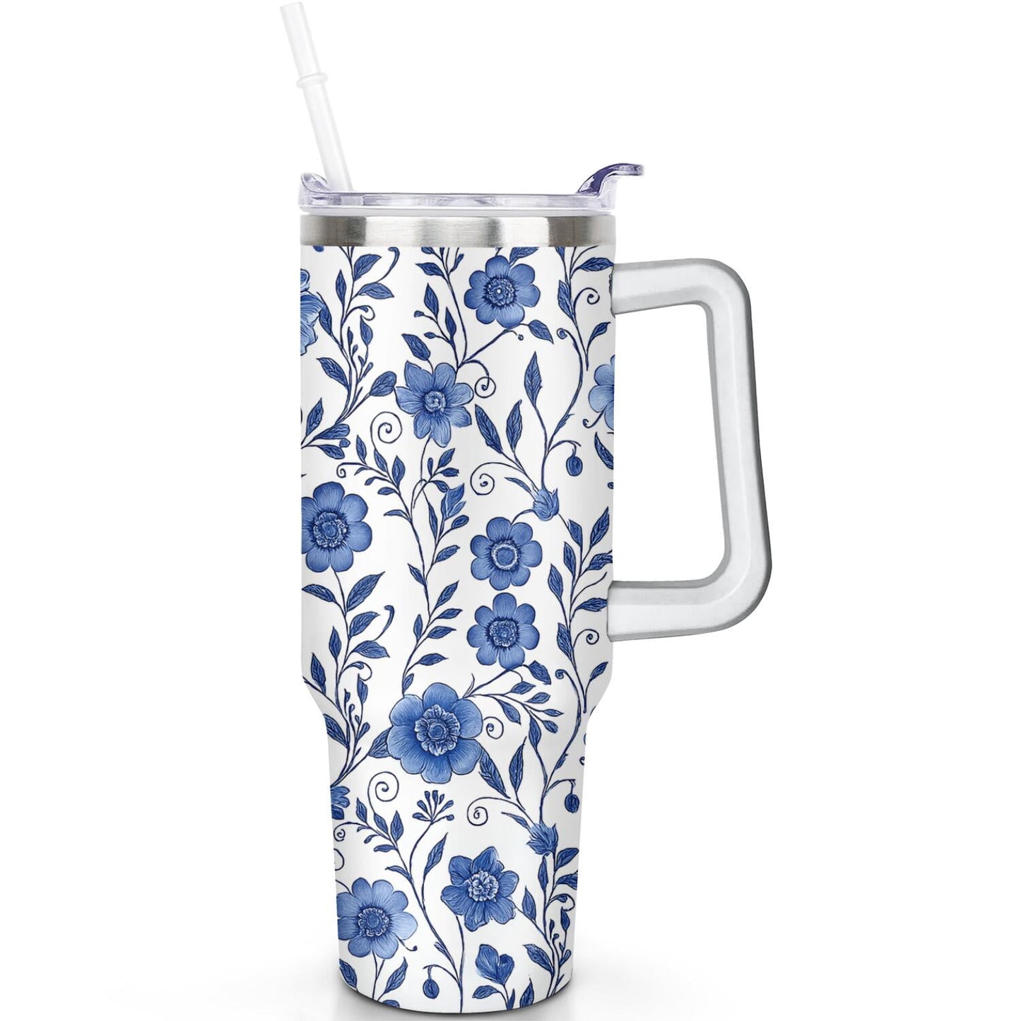 Frostbuddy™ 1pc Paw prints 40oz Tumbler with Straw & Handle - Insulated - Reusable Stainless Steel Cup