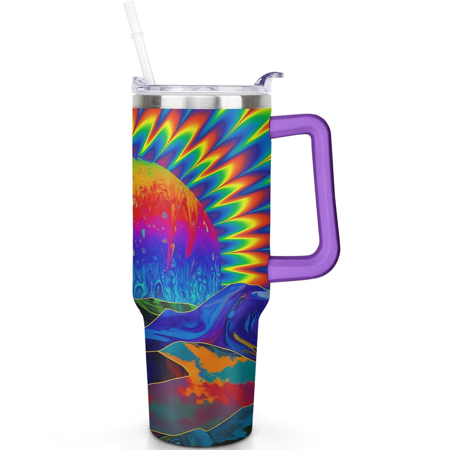 Frostbuddy™ 1pc Paw prints 40oz Tumbler with Straw & Handle - Insulated - Reusable Stainless Steel Cup