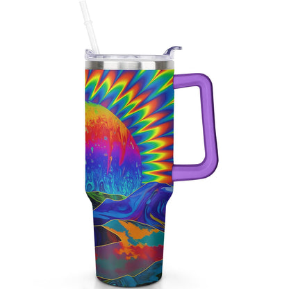 Frostbuddy™ 1pc Paw prints 40oz Tumbler with Straw & Handle - Insulated - Reusable Stainless Steel Cup
