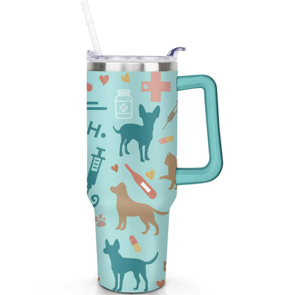 Frostbuddy™ 1pc Goose 40oz Tumbler with Straw & Handle - Insulated Stainless - Reusable Stainless Steel Cup