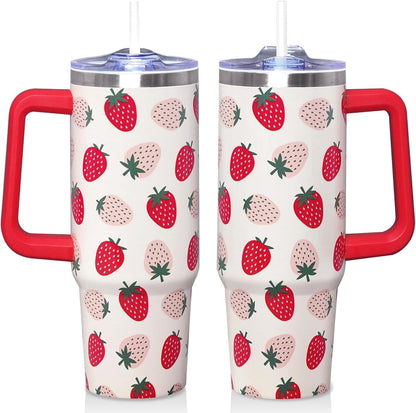 Frostbuddy™ 30 Oz Blue Bow Tumbler with Handle and Straw, Insulated Stainless - Insulated Travel Coffee Mug