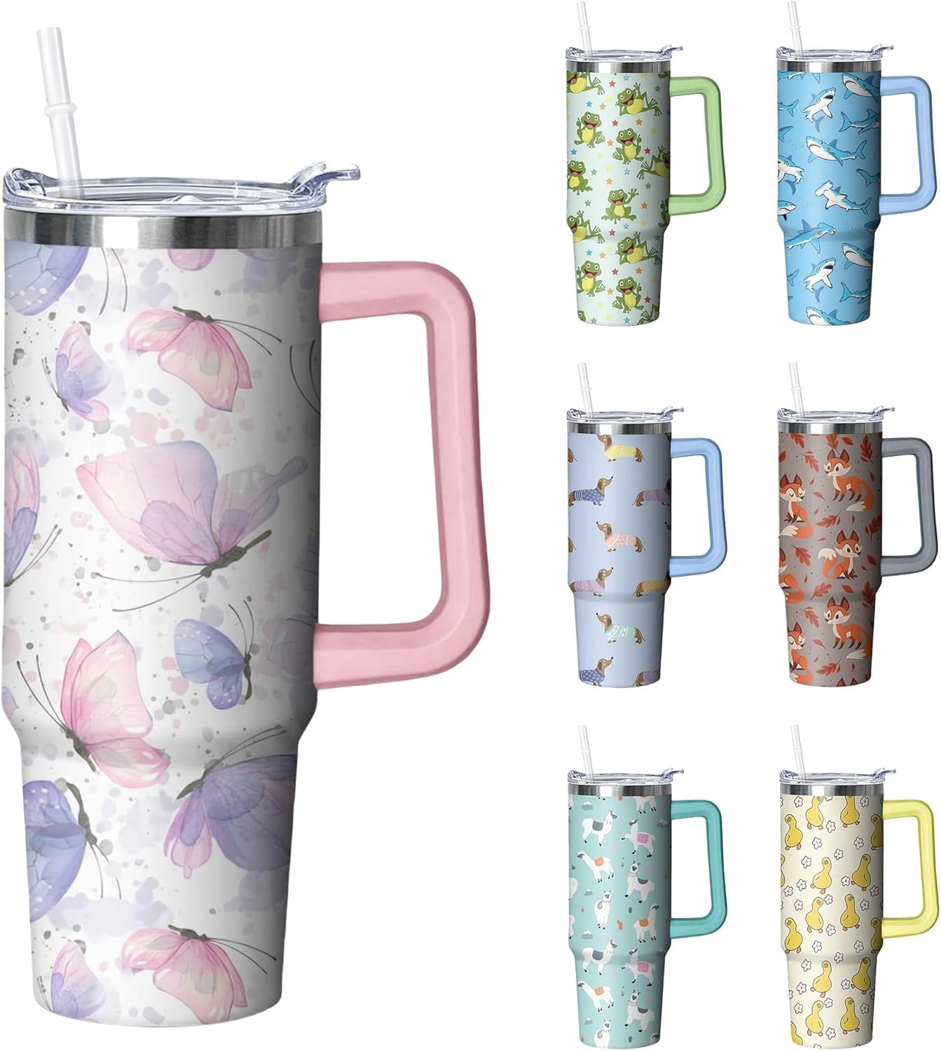Frostbuddy™ 30 oz Duck Tumbler with Handle and Straw, Insulated Stainless Steel - Insulated Travel Coffee Mug