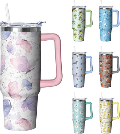 Frostbuddy™ 30 oz Duck Tumbler with Handle and Straw, Insulated Stainless Steel - Insulated Travel Coffee Mug