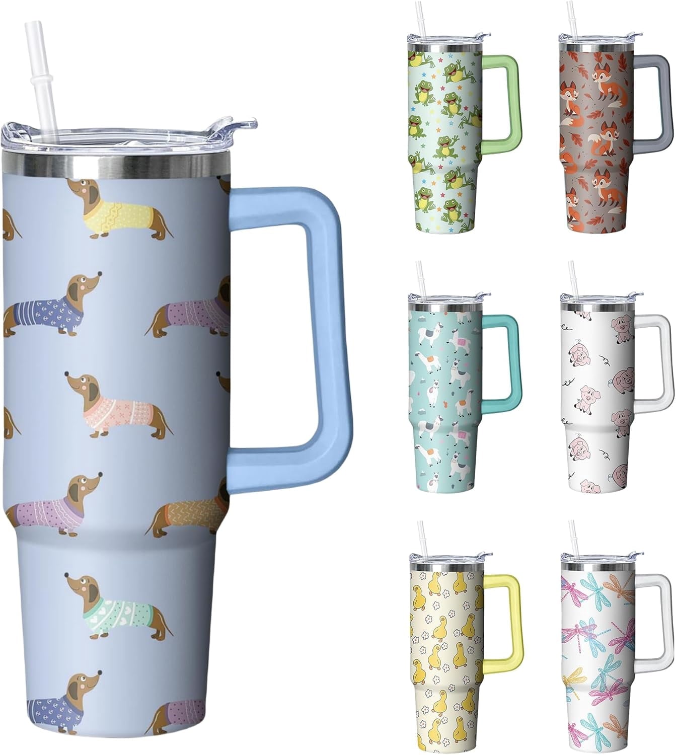 Frostbuddy™ 30 oz Duck Tumbler with Handle and Straw, Insulated Stainless Steel - Insulated Travel Coffee Mug