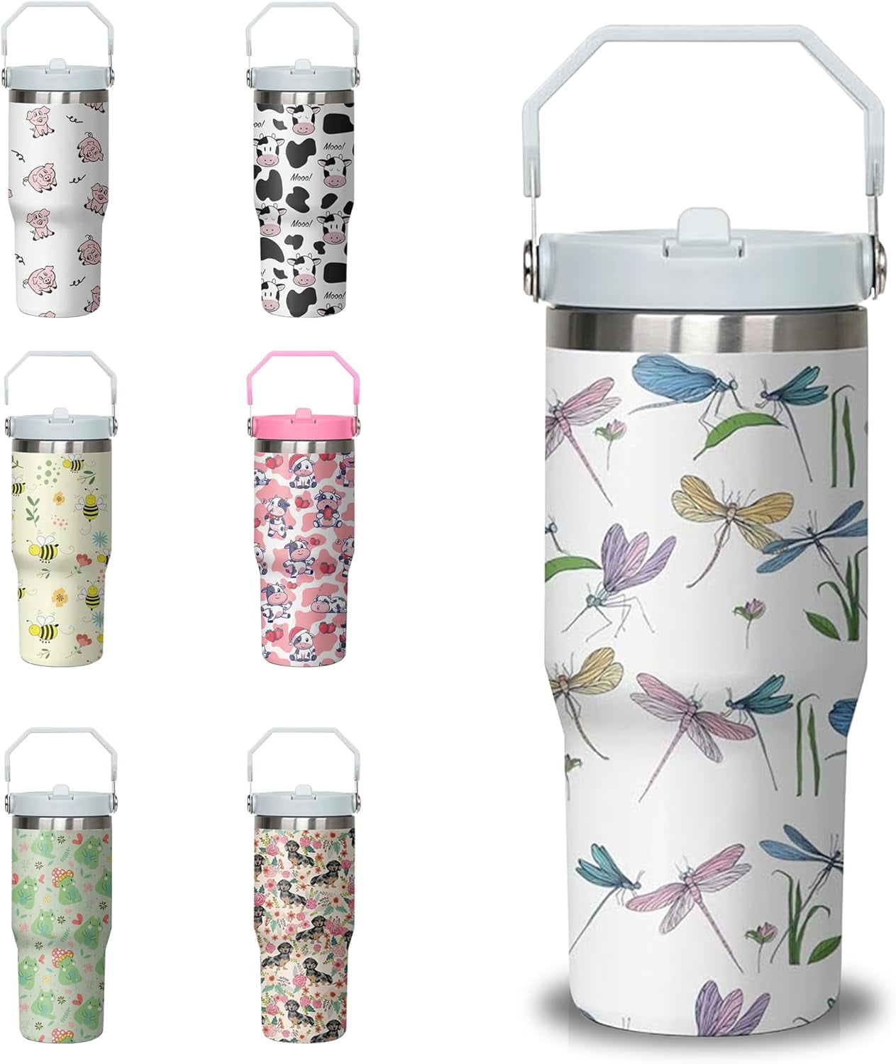 Frostbuddy™ 30 oz Chicken Tumbler with Handle and Flip Straw, Stainless Steel - Reusable Stainless Steel Cup