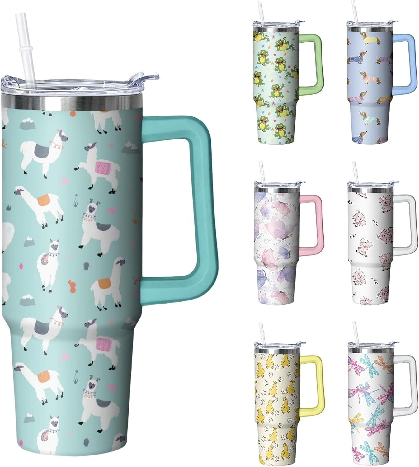 Frostbuddy™ 30 oz Duck Tumbler with Handle and Straw, Insulated Stainless Steel - Insulated Travel Coffee Mug
