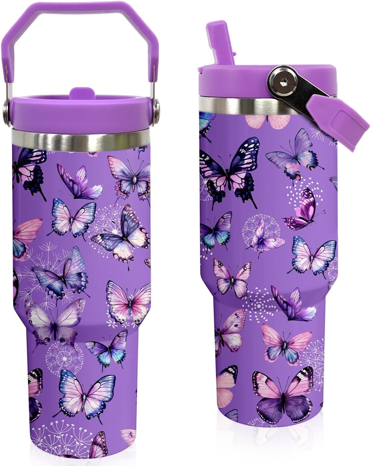 Frostbuddy™ Elephant Mug 30 oz Tumbler with Handle Flip Straw Leak Proof - Insulated Travel Coffee Mug