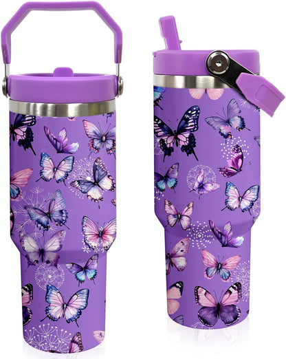 Frostbuddy™ Elephant Mug 30 oz Tumbler with Handle Flip Straw Leak Proof - Insulated Travel Coffee Mug