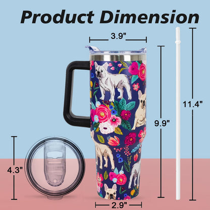 Pitbull Gifts Dog Tumbler Cup for Women Men 40oz Stainless Steel Insulated Travel Mug with Lid and Straw