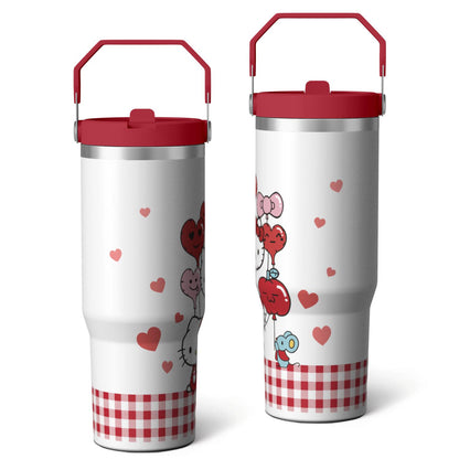 Frostbuddy™ 30oz Hello Kawaii Cat Cute Stainless Steel Tumbler with Lid - Reusable Stainless Steel Cup