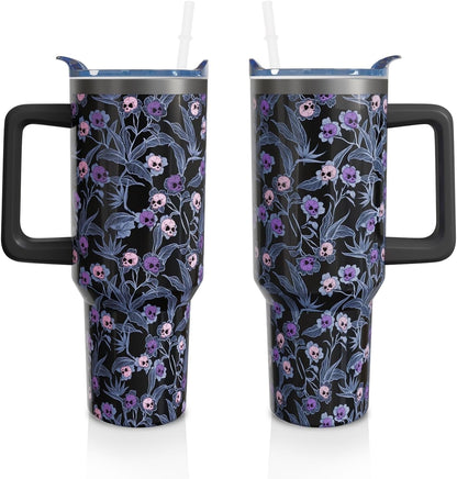 Frostbuddy™ 40 Oz Tumbler with Handle and Straw, Cute Stainless Steel Double - Reusable Stainless Steel Cup