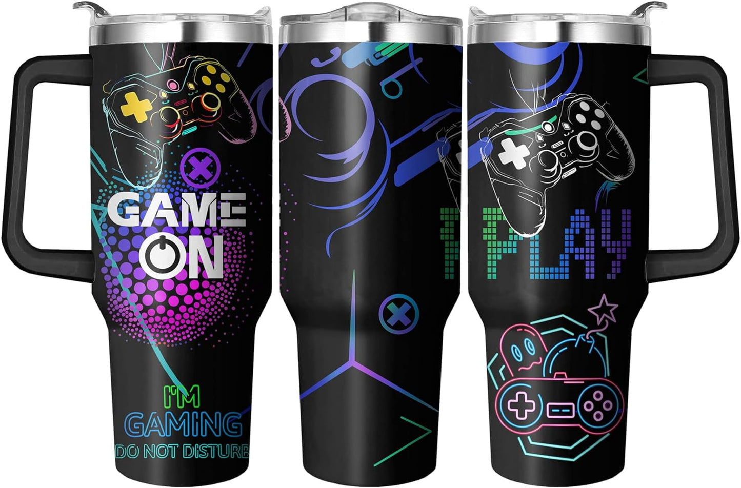 Frostbuddy™ 40 Oz Tumbler with Handle and Straw, Double Wall Coffee Travel - Insulated Travel Coffee Mug