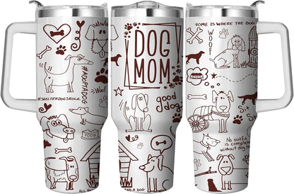 Frostbuddy™ 40 Oz Tumbler with Handle and Straw, Double Wall Coffee Travel - Insulated Travel Coffee Mug