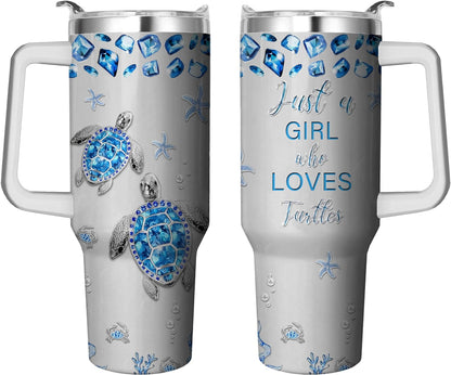 Frostbuddy™ 40 Oz Tumbler with Handle and Straw, Double Wall Coffee Travel - Insulated Travel Coffee Mug