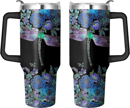 Frostbuddy™ 40 Oz Tumbler with Handle and Straw, Double Wall Coffee Travel - Insulated Travel Coffee Mug