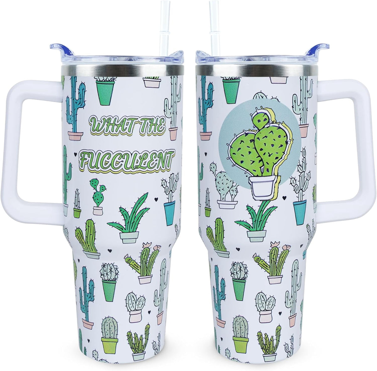 Frostbuddy™ 40 oz Cute Strawberry Cow Tumbler with Handle and Straw, Stainless - Reusable Stainless Steel Cup