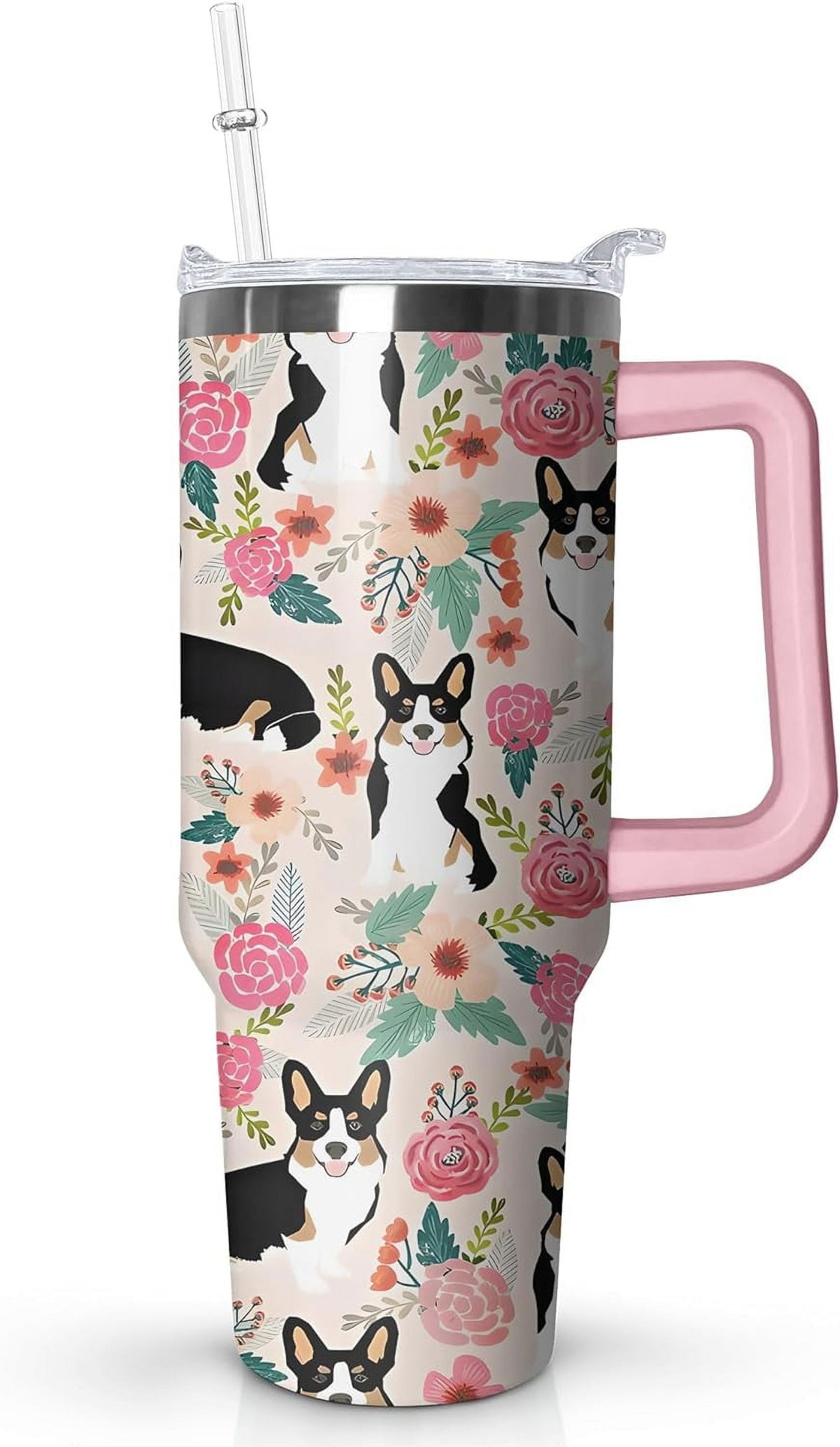 Frostbuddy™ 40 oz Cute Strawberry Cow Tumbler with Handle and Straw, Stainless - Reusable Stainless Steel Cup