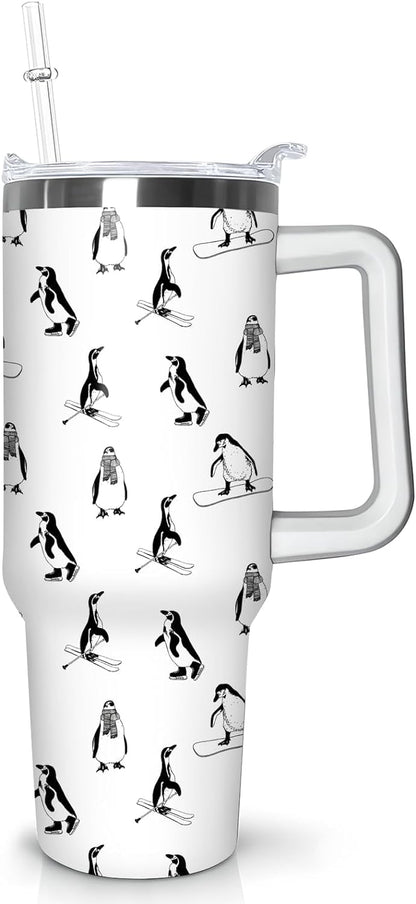 Frostbuddy™ 40 oz Penguin Tumbler with Handle Gifts for Penguin Lover 40oz - Insulated Travel Coffee Mug