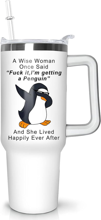 Frostbuddy™ 40 oz Penguin Tumbler with Handle Gifts for Penguin Lover 40oz - Insulated Travel Coffee Mug