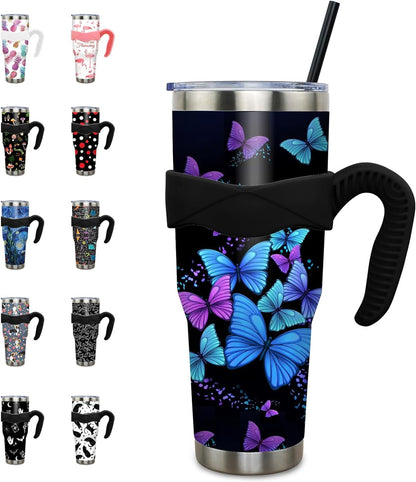 Frostbuddy™ 40 oz Tumbler with Handle and Straw 40oz Pink Flamingo Cup - Insulated Travel Coffee Mug