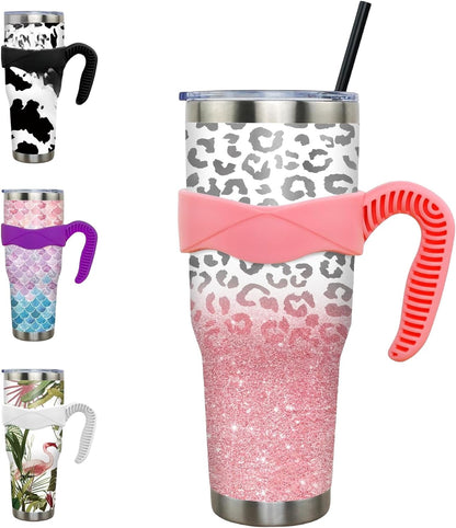 Frostbuddy™ 40 oz Tumbler with Handle and Straw 40oz Pink Flamingo Cup - Insulated Travel Coffee Mug