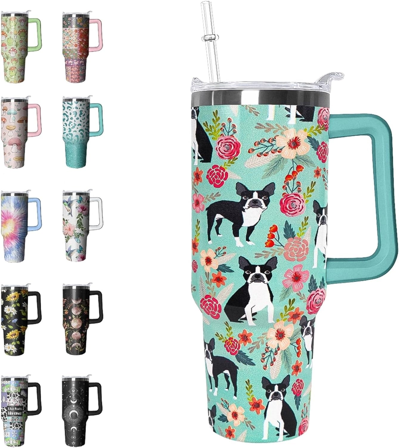 Frostbuddy™ 40 oz Tumbler with Handle and Straw Leak Proof Tumbler 40 - Reusable Stainless Steel Cup