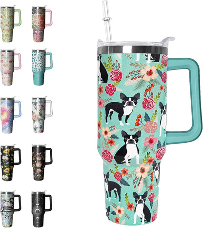 Frostbuddy™ 40 oz Tumbler with Handle and Straw Leak Proof Tumbler 40 - Reusable Stainless Steel Cup
