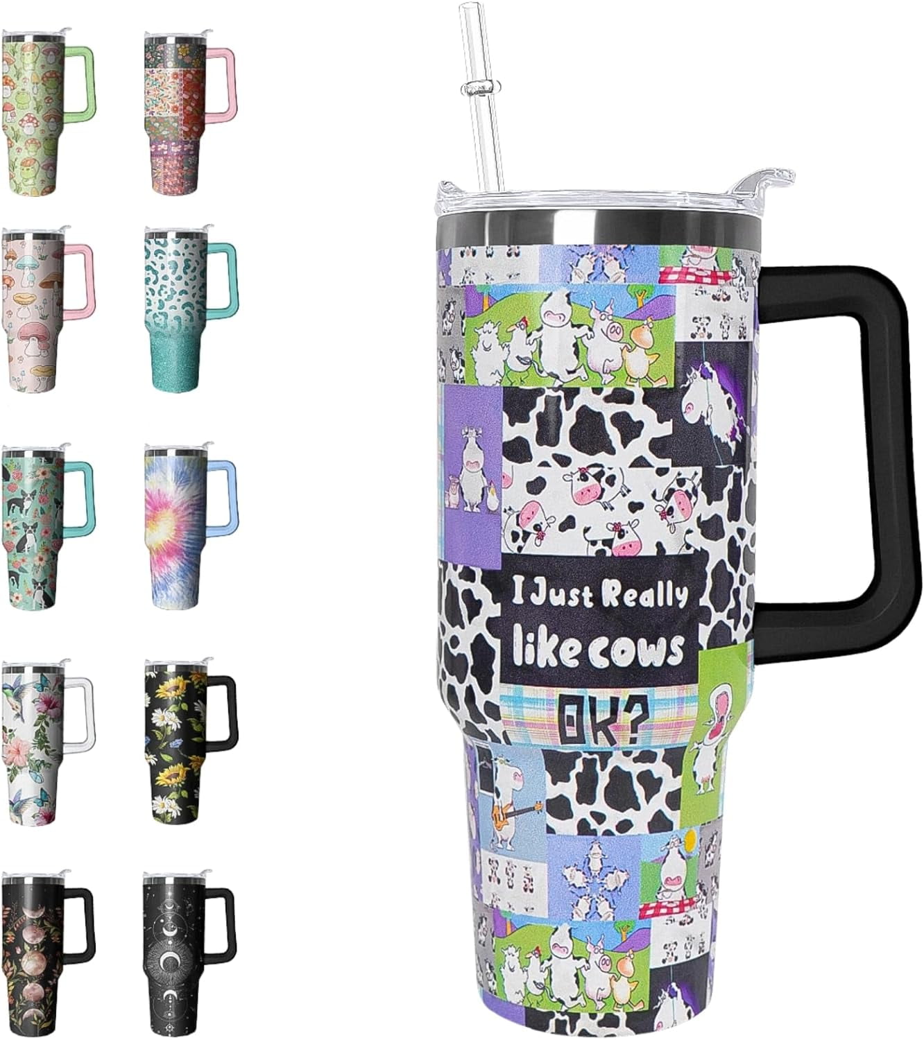 Frostbuddy™ 40 oz Tumbler with Handle and Straw Leak Proof Tumbler 40 - Reusable Stainless Steel Cup