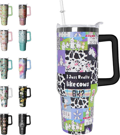 Frostbuddy™ 40 oz Tumbler with Handle and Straw Leak Proof Tumbler 40 - Reusable Stainless Steel Cup