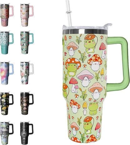 Frostbuddy™ 40 oz Tumbler with Handle and Straw Leak Proof Tumbler 40 - Reusable Stainless Steel Cup