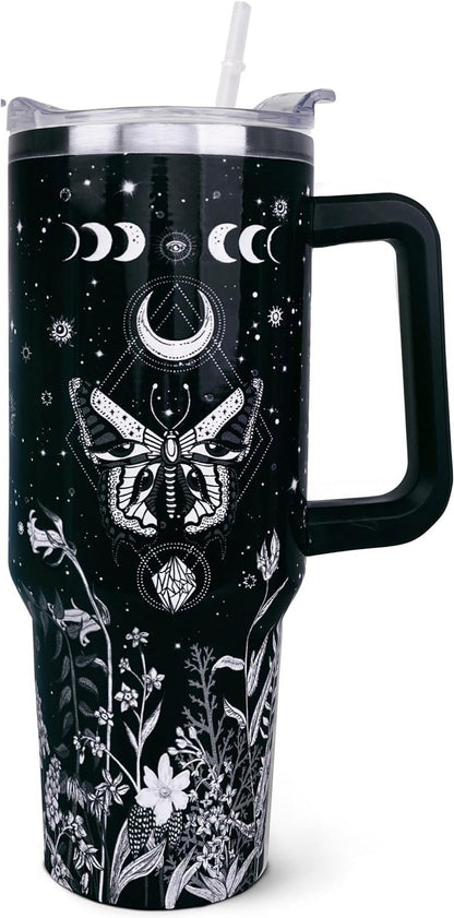 Frostbuddy™ 40 oz Tumbler with Handle and Straw, Highland Cow Tumbler - Insulated Travel Tumbler Cup