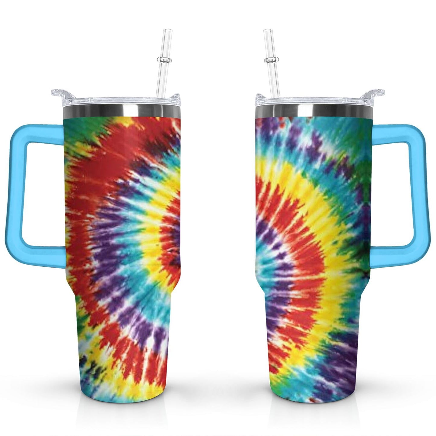 Frostbuddy™ 40oz Boho Tie Dye Stainless Steel Flip Straw Tumbler Spill Proof - Reusable Stainless Steel Cup